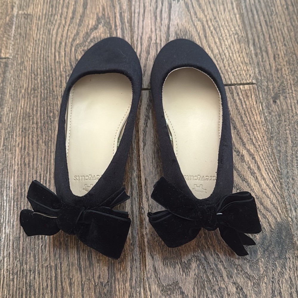 Crewcuts Black Velvet Dress Shoes with Bow Detail